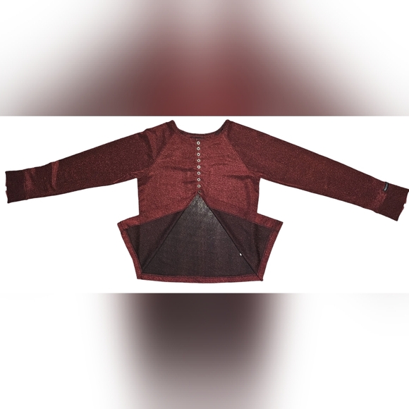 Harley-Davidson Womens Y2K Red Shimmer Button Front Slit Top Made USA Sz M - Picture 14 of 16